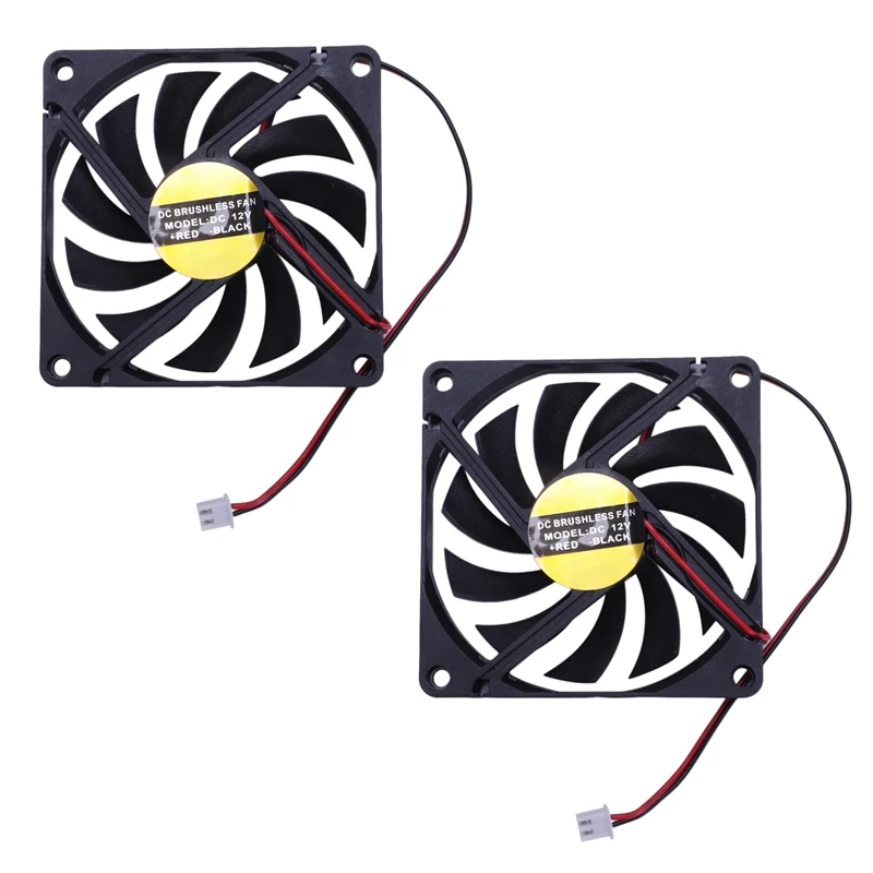 

2Pcs 80Mm 2 Pin Connector Cooling Fan For Computer Case CPU Cooler Radiator