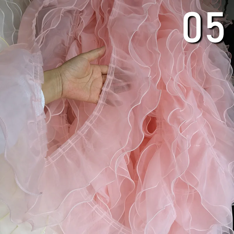 1 Yard Lace Wedding Organza Wavy Edge Gauze Tulle Lace Fabric Trim Ribbon DIY Sewing Doll Clothes Garment Accessories