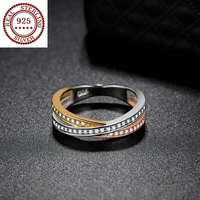 Fashion Simulation Moissanite Diamond S925 Silver Plated Platinum Gold and Rose Gold Three-color Beautiful Personality Wild Ring