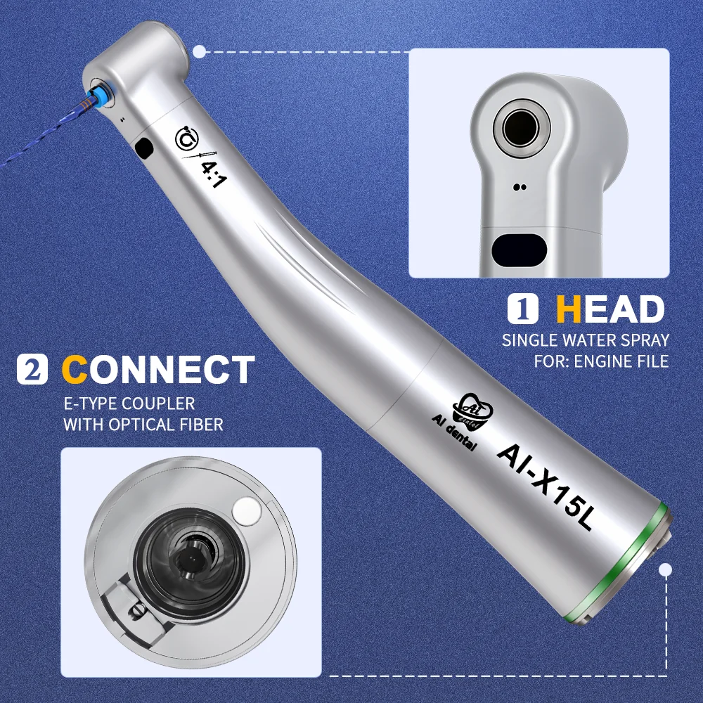 Dental Low Speed Handpiece Contra Angle With Optic Fiber AI Series X95L/X25L//15L/X65L
