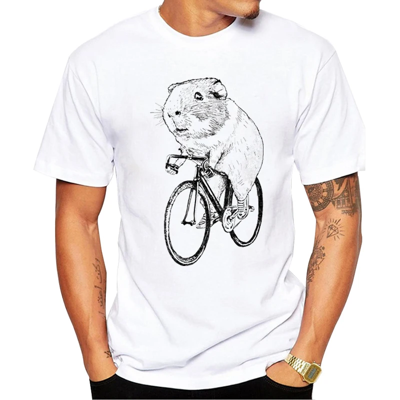 

TEEHUB New Fashion Guinea Pig Wheels Men T-Shirt Hipster Animal Riding Printed Tshirts Funny Tee Short Sleeve O-Neck Cool Tops