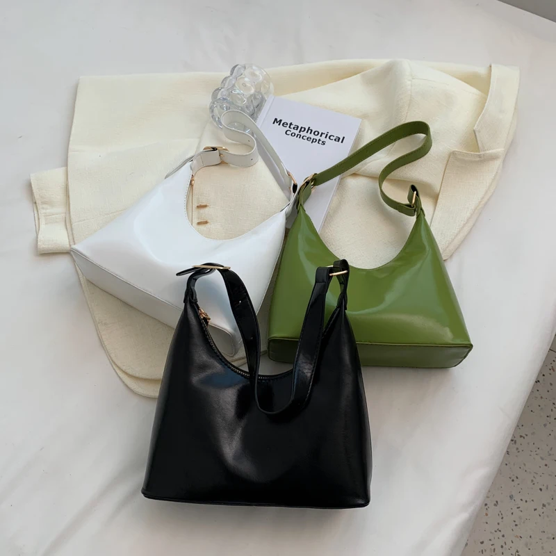 Small PU Leather Women Luxury Designer Handbags and Purses 2023 Summer Brand Fashion Vintage Zipper Half Moon Shoulder Bags