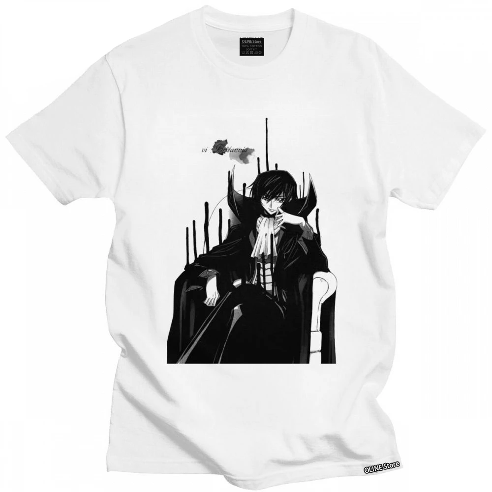 

Fashion Code Geass Men Tshirt Anime Manga Short Sleeve Cotton T-shirt Round Collar Leisure Lelouch Lamperouge Tee Shirt Clothing