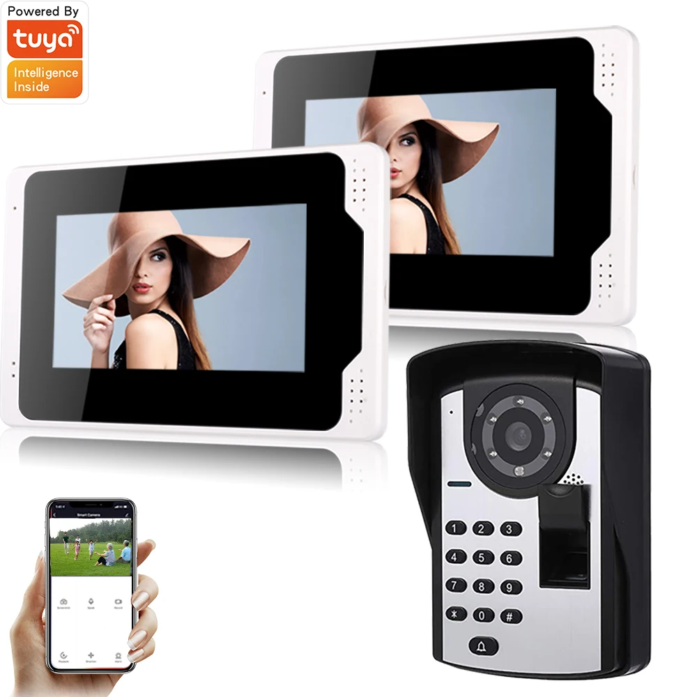SYSD 1080P Camera Tuya smartLife Wifi Doorbell with Password Fingerprint Unlock Video Intercom for Home