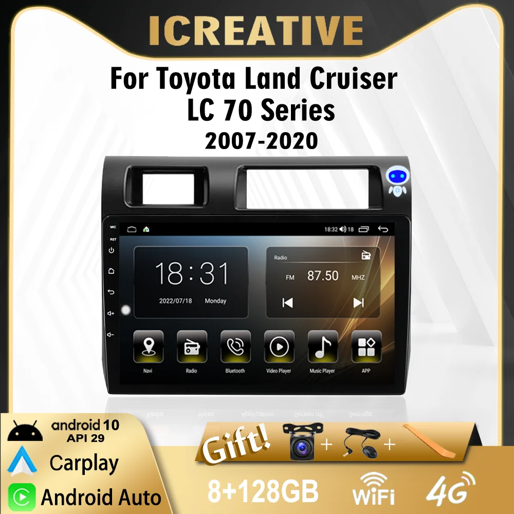 

Icreative 9" 2 Din Car Radio For Toyota Land Cruiser LC Series 70 2007 - 2020 Android Multimedia Player Navigation GPS Carplay