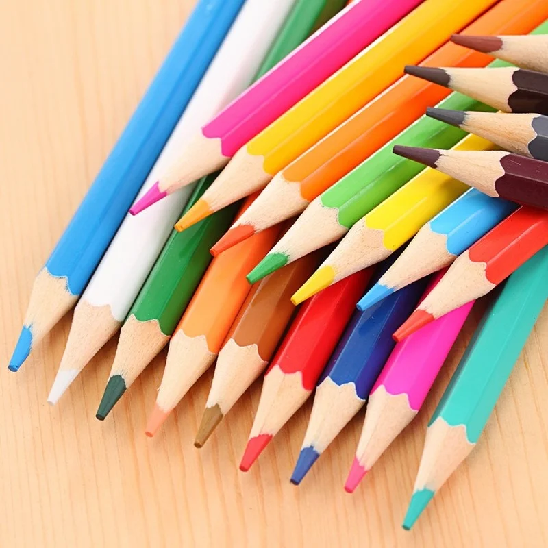Lápices de colores Kawaii de 12/24 colores, juego de lápices de colores de madera bonitos, lápiz de Color de madera para niños, escuela, Graffiti, dibujo, pintura