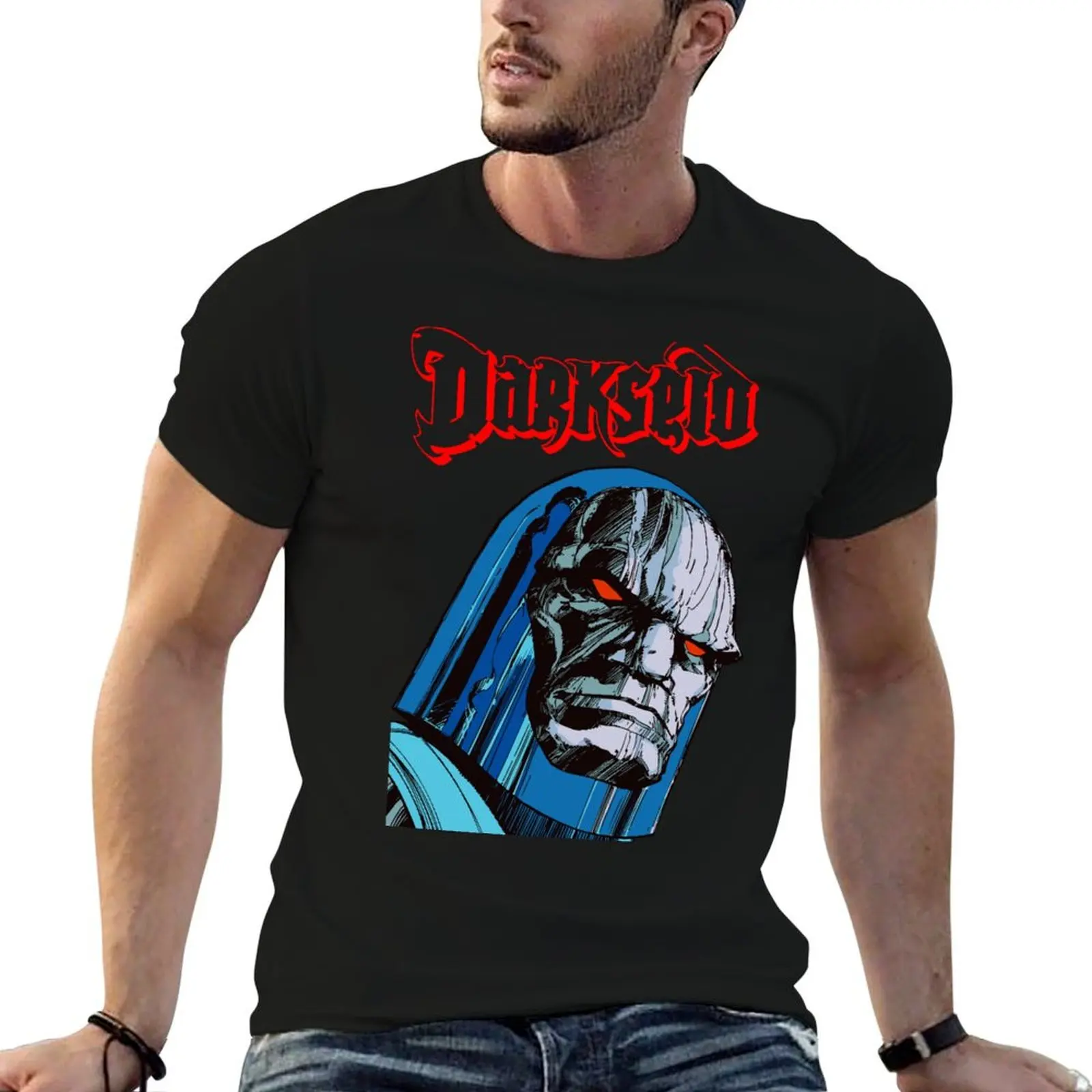 Фото Футболка Darkseid, мужская хлопковая футболка с рисунком аниме, мужская футболка из 100% хлопка №1