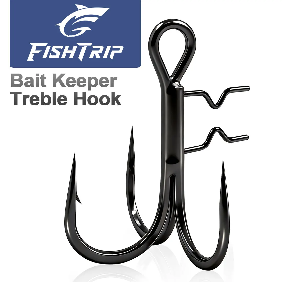 Фото Рыболовные крючки FishTrip, 5 шт., черные, с тройным ушком, из высокоуглеродистой стали, острые, с зазубринами, для мягких приманок, сменные крючки №1