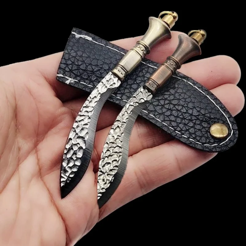 

Copper Handle Knife Sharp Portable Outdoor Tool Gift Knife Demolition Express Knife Stainless Steel Small Scimitar Pendant Knife