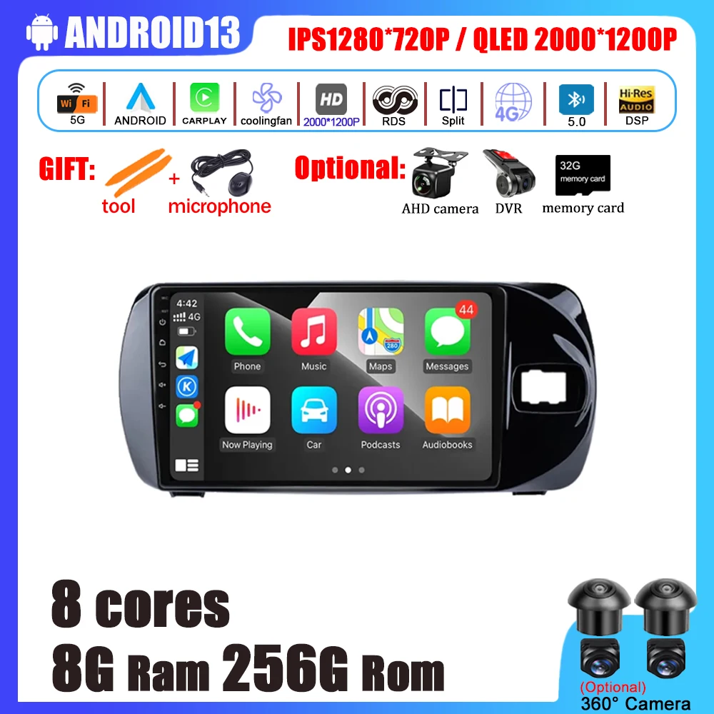 

Android 13 IPS DSP For Toyota Vitz 3 XP130 2014--2019 Car parts Multimedia Stereo Player Navigation GPS Autoradio