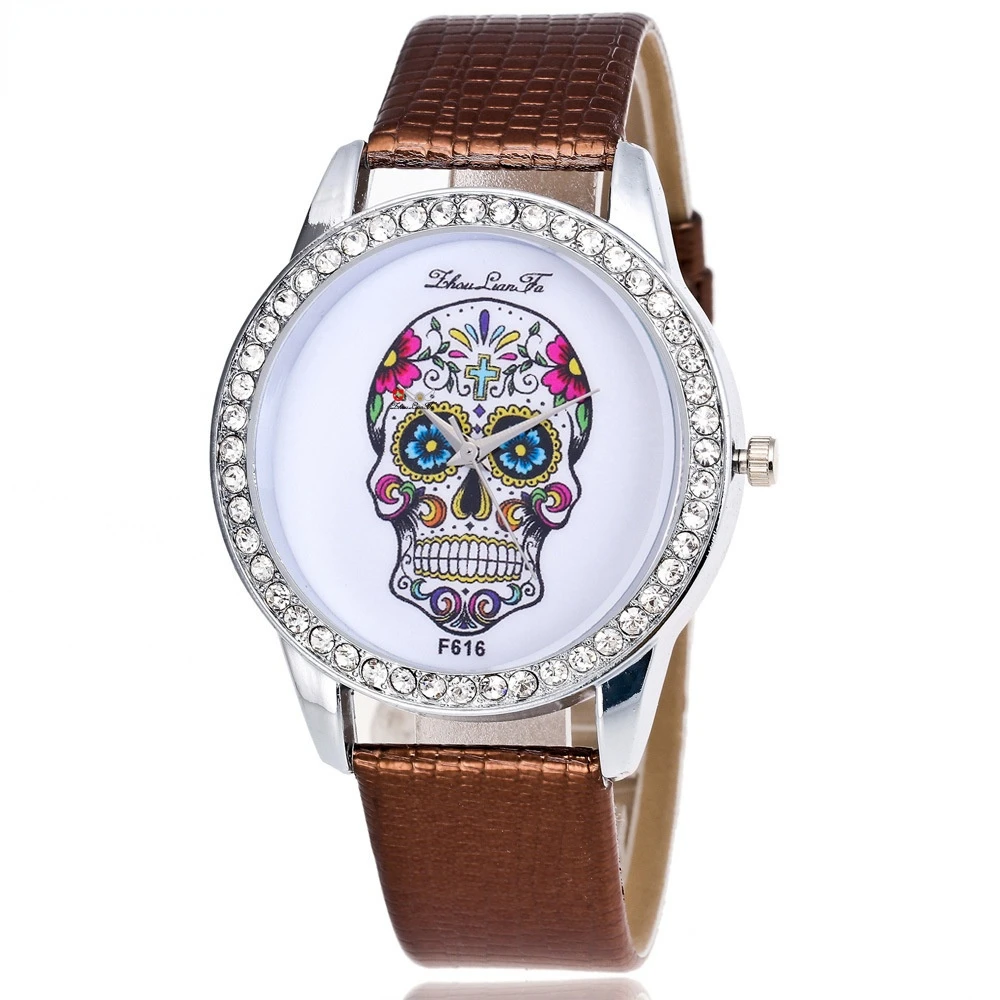 Модные садовые часы в стиле хип-хоп с рисунком черепа модные унисекс ремешком для