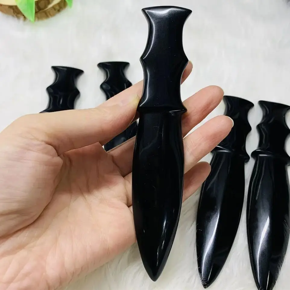 Натуральный обсидиан кинжал поделки мужские подарки волшебный амулет меч