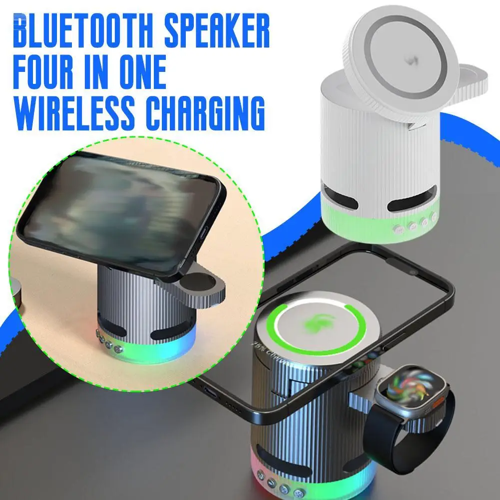 Bluetooth-динамик 4 в 1 беспроводная зарядная станция для телефона складная