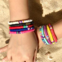 1pc bohemian colorful clay bracelet for women elastic chain bangles summer beach charm bracelets boho jewelry party gift 2022