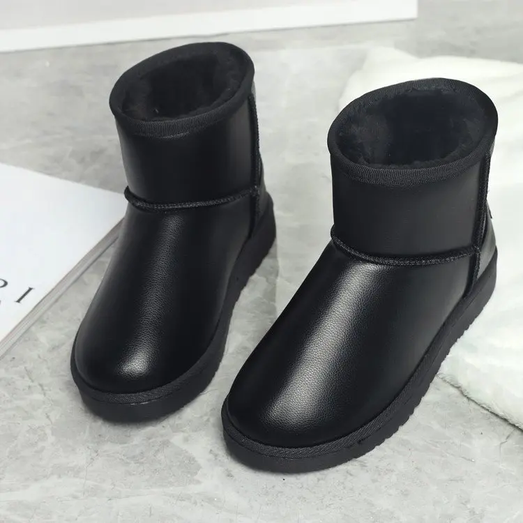 

Женские сапоги для снежной погоды, женские сапоги в Корейском стиле на плоской подошве, с бархатной подкладкой, короткие сапоги-трубы для па...