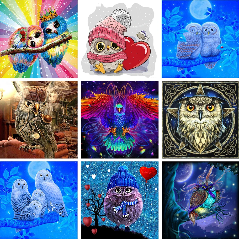 

Алмазная мозаика 5D «сделай сам», Круглая Мозаика с рисунком совы, набор для рисования, украшение для дома, творчество