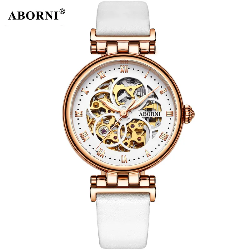 Automatic Mechanical Women's Watch Leather Strap Business Simple Hollow Design Waterproof High Quality enlarge