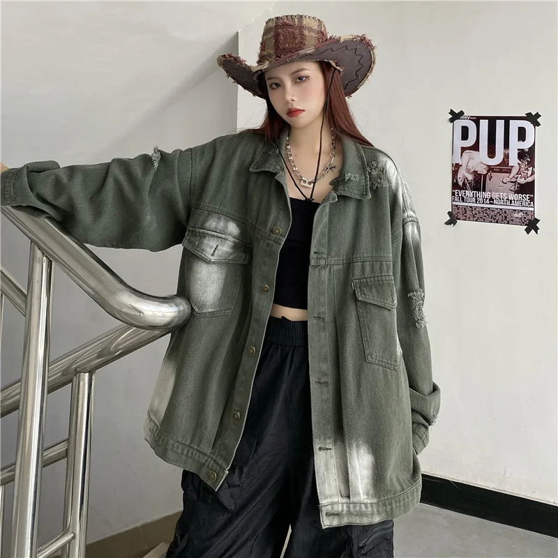 

Women Denim Jacket Long Sleeves Outerwear Loose Casual Fashion Vintage Jeans Unisex Blouson Coats Casaco Femme Jaqueta Chaquetas
