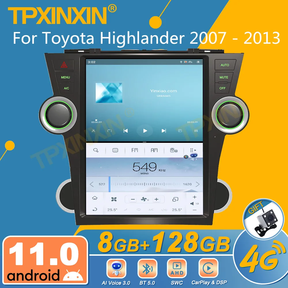 

Автомагнитола для Toyota Highlander 2007-2013, Android, экран Tesla, 2Din, стереоприемник, Авторадио, мультимедийный плеер, GPS-навигатор
