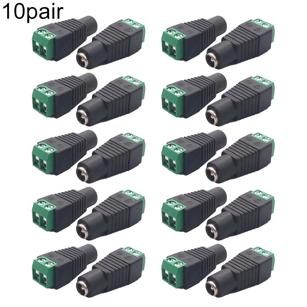 Adapter CCTV Connector 20pcs For CCTV Cables Male Female Power Connector