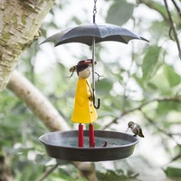 2022 new umbrella girl metal outdoor garden bird feeder metal hanging chain field feeder