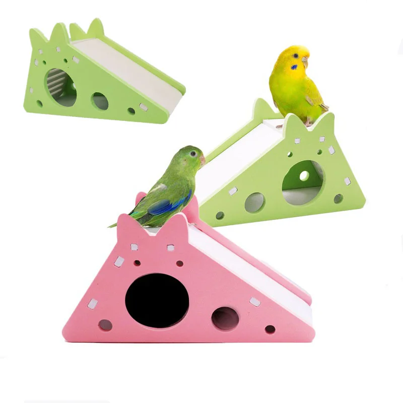 

Wooden Bird Slide with Stairs, Small House, Hamster Hideout, Parrot Cage Accessories, Wooden Cave, Small Pet Supplies, New