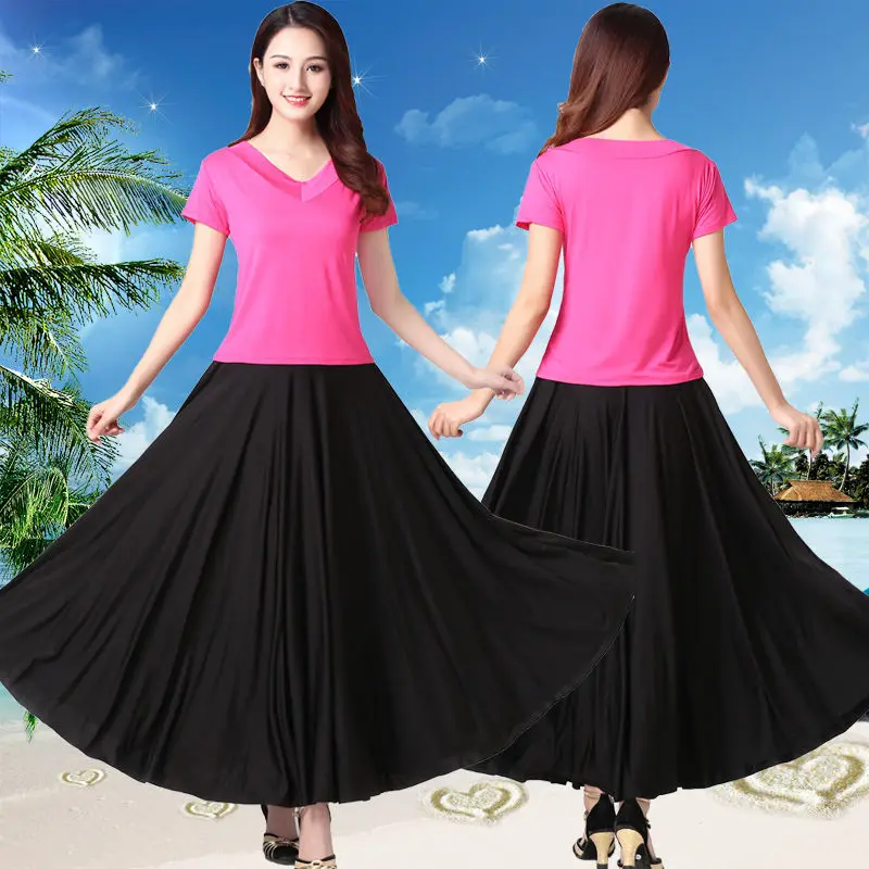 

Женский костюм с юбкой для танцев, элегантный костюм из двух предметов с юбкой-качели для выступлений, модель R24 на лето, 2022