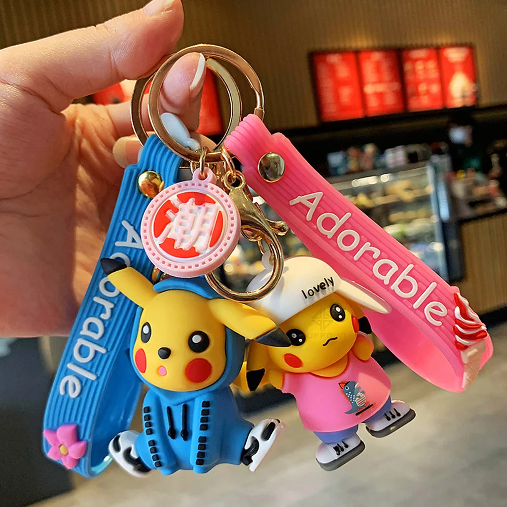 Свитер бейсбольная кепка Пикачу игрушки на цепочке для ключей Kawayii необычная мультяшная мягкая клейкая лента из ПВХ маленькая кукла