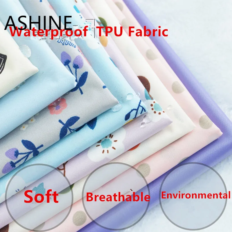 150cm width Polyester Soft Waterproof TPU Fabric Breathable Membrane on back Diapers Environmental PUL Fabric Cloth
