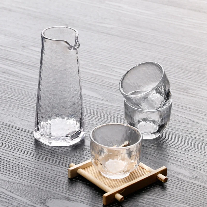 4 шт. прозрачного японского кувшина для сака один кувшин три стакана набор стекла