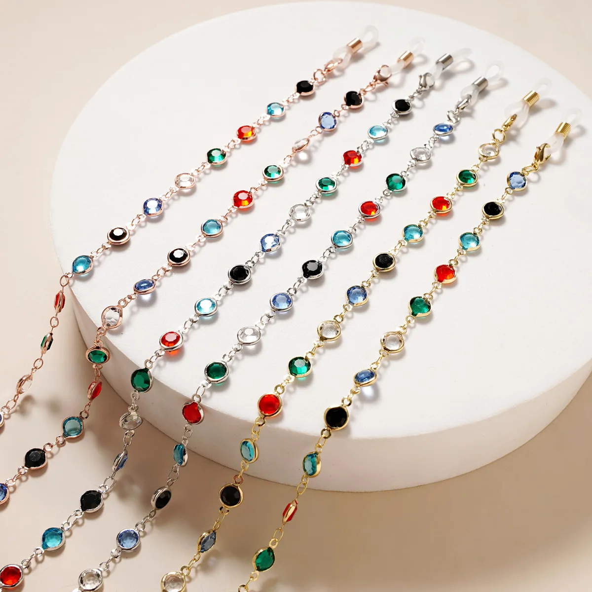 

2022 Handmade Colorful Crystal Beaded Glasses Chains Lanyard Face Mask Chain Rope Sunglasses Cord Neck Strap Gift for Women