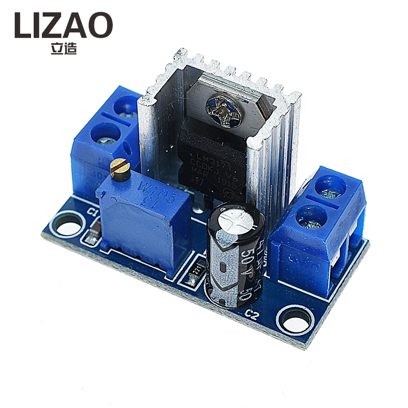 Фото Регулируемый линейный стабилизатор напряжения LIZAO LM317 DC-DC, понижающий преобразователь с радиатором охлаждения №2