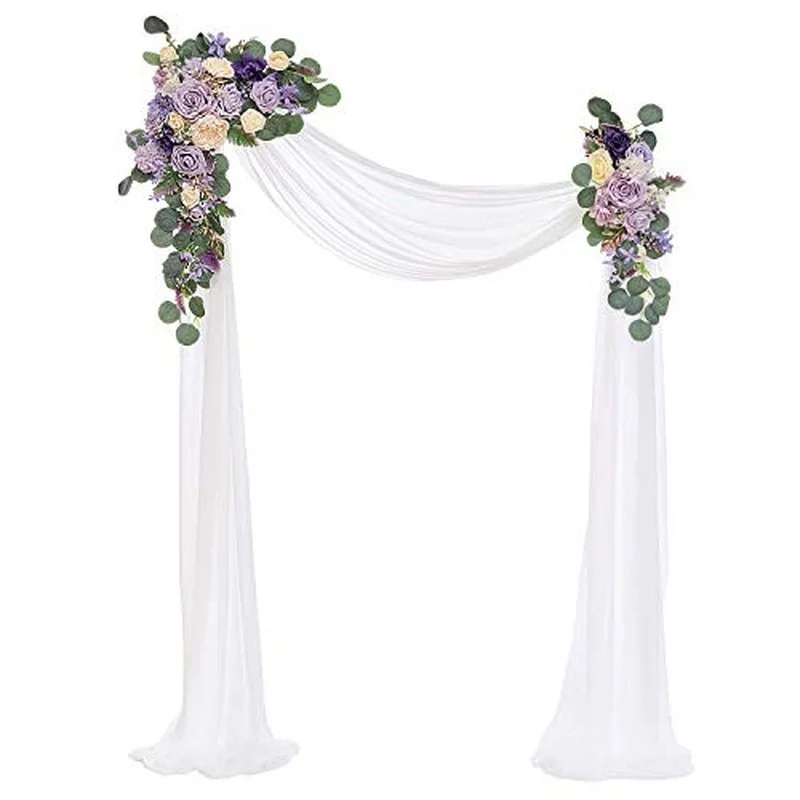 

Artificial Wedding Arch Flowers Kit(Pack of 3) - 2pcs Burgundy & Navy Blue Arbor Floral Arrangement with 1pc Fabric Swag