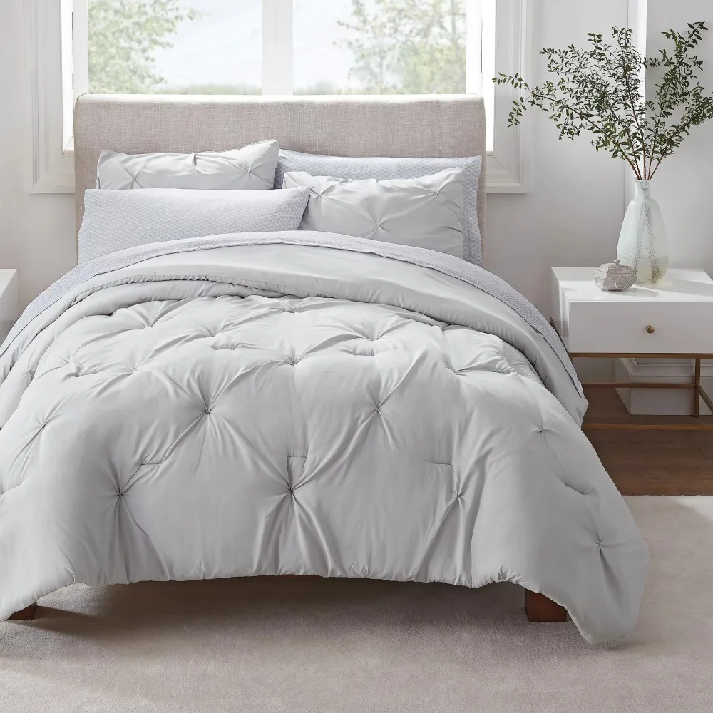 

Simply Clean Bed In A Bag Solid Pleated Gray, Queen, 7-Piece