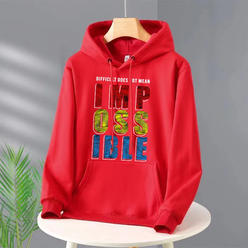 

Impossoble Letter Print Women Hoodies Fashion Fleece Hoody Creativity Pullover Clothing Street Loose Sweatshirts Women's