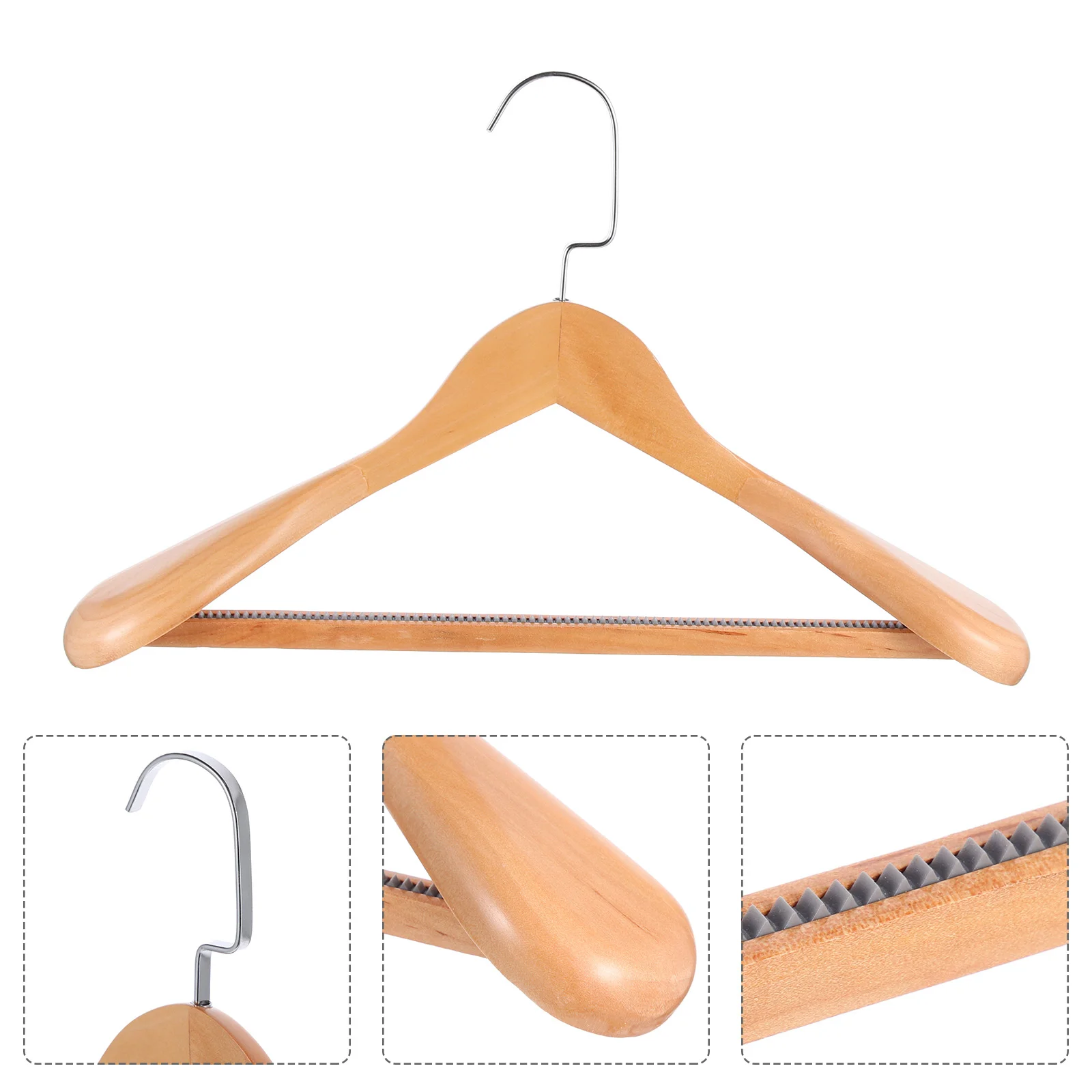 

4pcs Wooden Clothes Hanger Stainless Steel Suit Hanging Hangers Coat Hangers