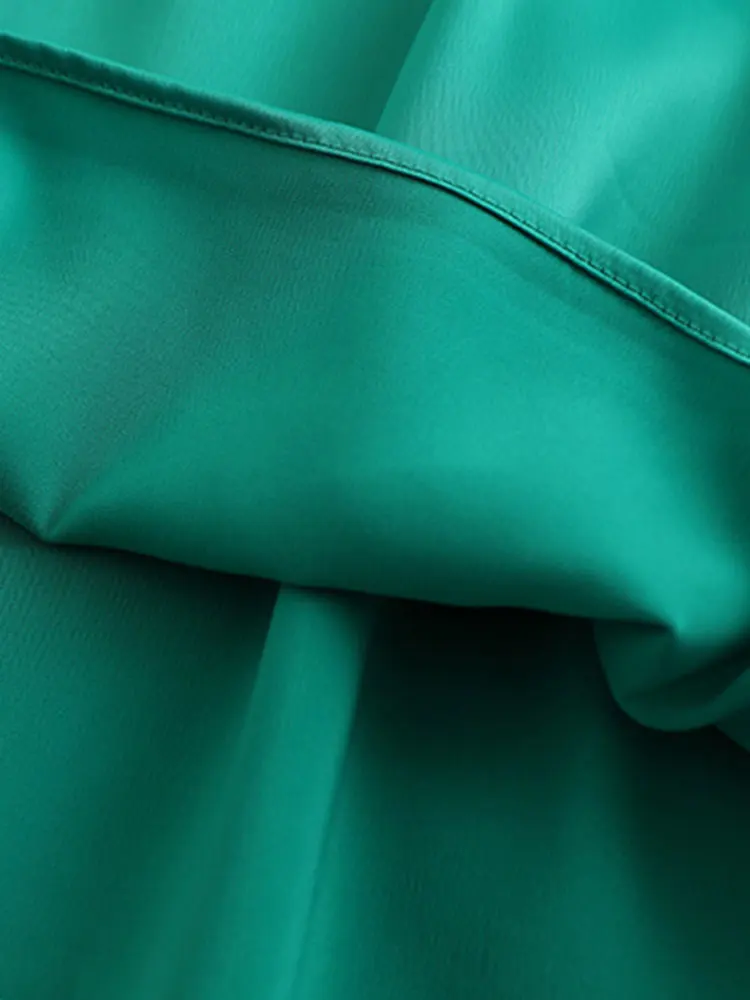 Женская зеленая рубашка Nlzgmsj ZBZA с длинным рукавом однотонная отложным воротником