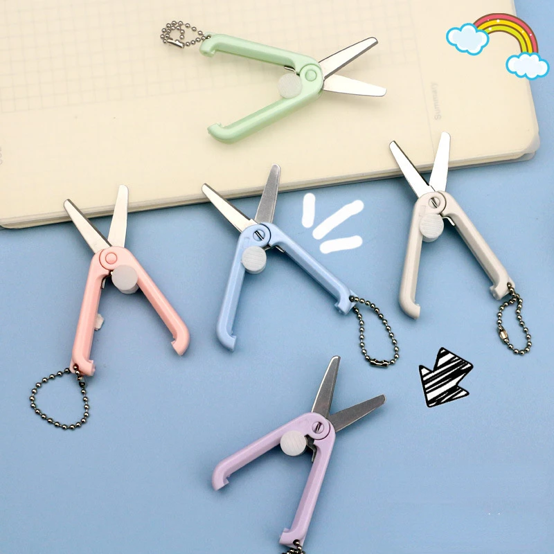 Mini Folding Scissors Cute Morandi Portable Office Student Stationery Stainless Paper Scissors Novelty School Supplies