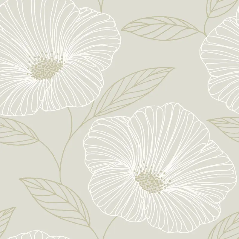

Brewster Mythic Light Grey Floral Wallpaper