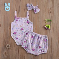 new 0 24m born toddler 3pcs clothing set infant baby girl sleevelss romper top floral printed shorts headband suit