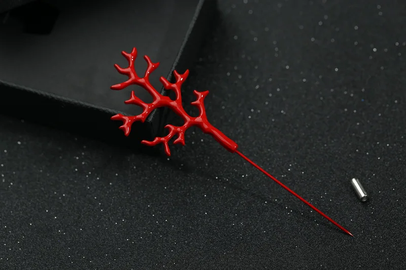 Рождественский подарок красная эмалированная Коралловая брошь булавка для