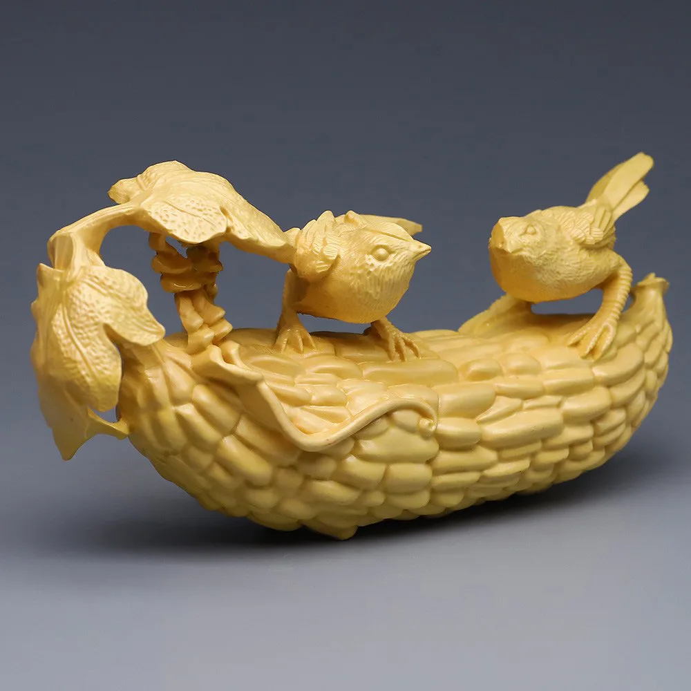 

Boxwood Carving Vibrant Loofah Bird Home Decoration Solid Wood Play Handicraft Jewelry
