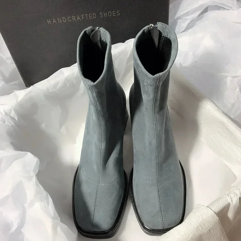 Осенне-зимние эластичные ботильоны женские дизайнерские винтажные туфли на