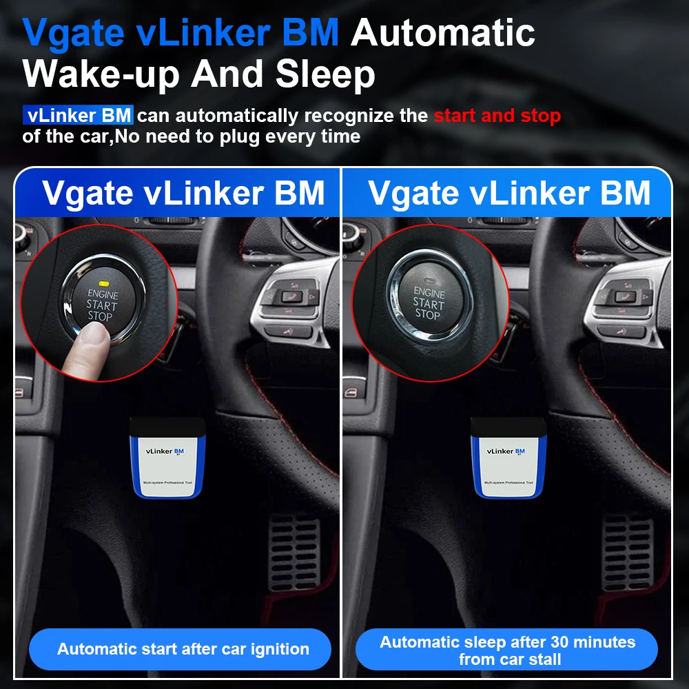 Фото Vgate vLinker BM ELM327 для сканера BMW Wi-Fi Bluetooth 4,0 OBD2 OBD 2, диагностический инструмент для автоматического сканирования автомобиля Bimmercode ELM 327 V1.5 V1 5 №5
