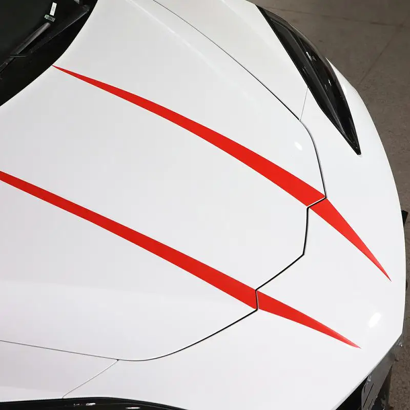 

For Chevrolet Corvette C8 Stingray Z51 Z06 2020-2023 PVC Car Front Engine Hood Trim Stickers Pull flower film Car Accessories