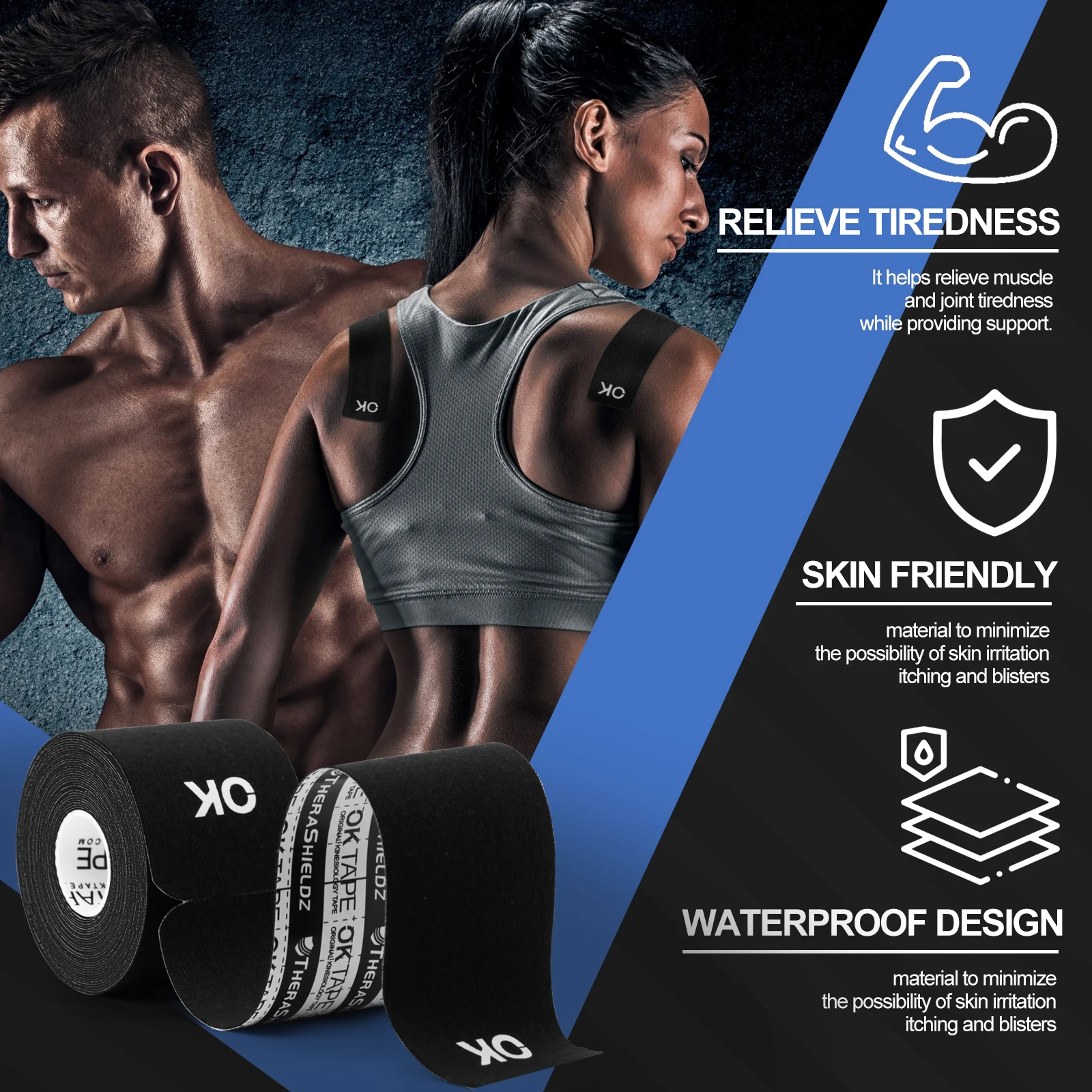 OK пластырь кинезиологическая лента 4 рулона 5 см x м 2Pro + 2 Классическая нарезанная