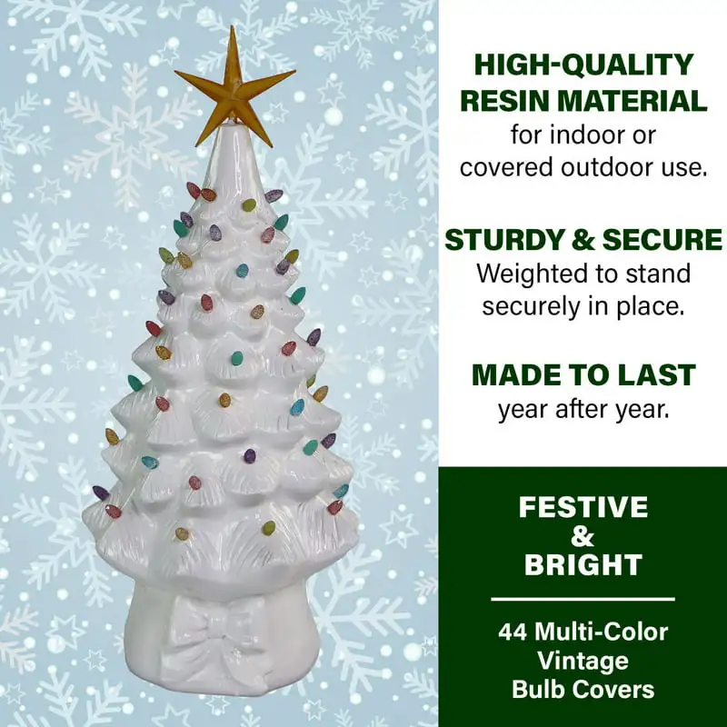 

Figurine, 36 Inches Tall | Perfect Interior Holiday Figure with Light- and Bulbs | Resin White Tree | FFRS036-1TRE-WT