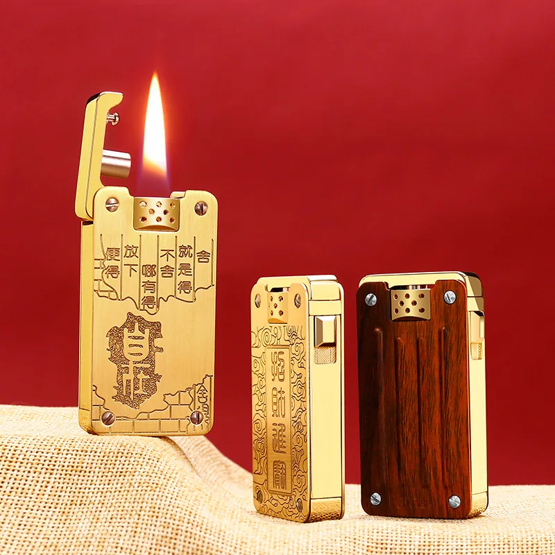 

Original Copper Torch Flame Kerosene Lighter Safety Latch One Key Ejection Cap Ignition Smoking Accessories Gadgets For Men