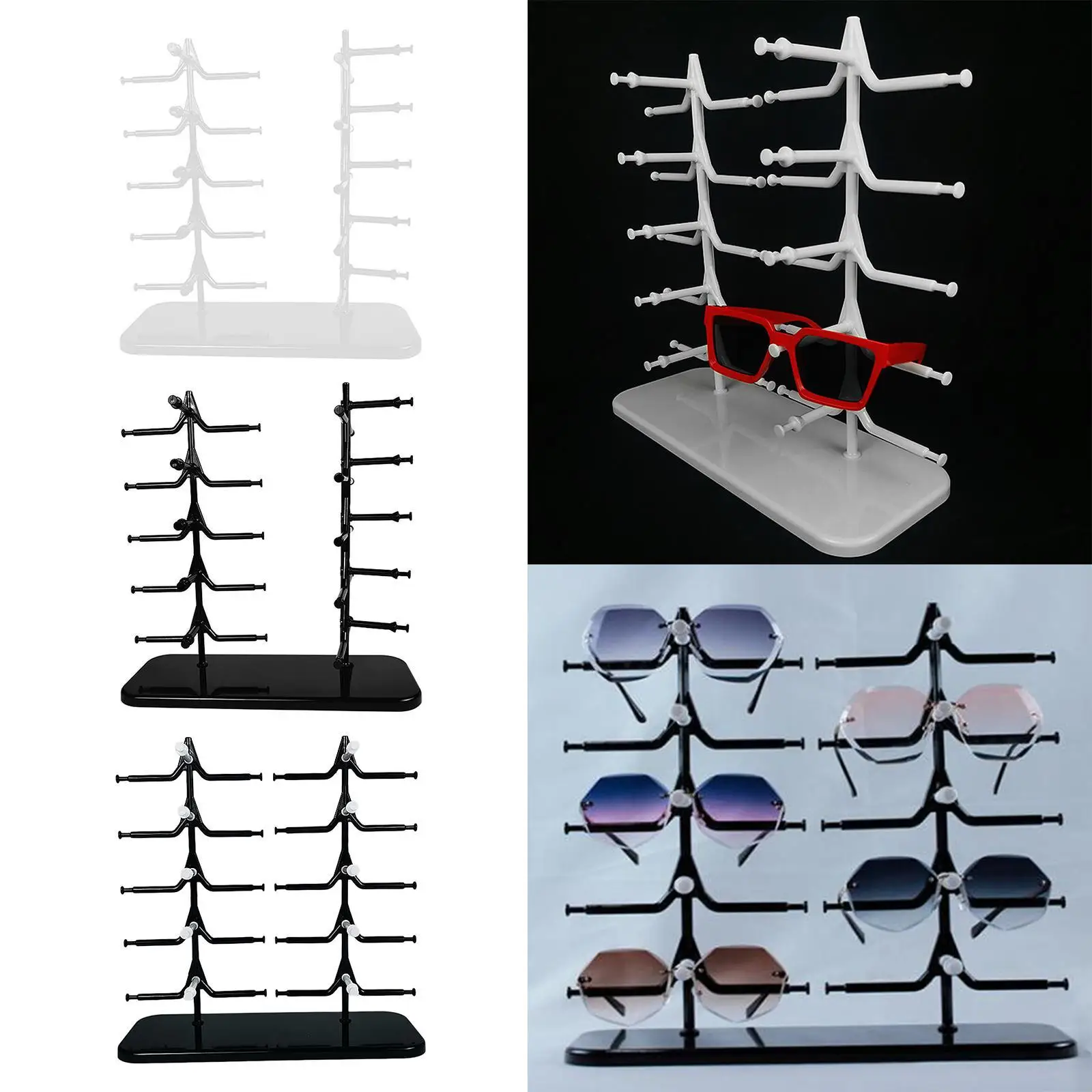 2022 New 10 Pairs Sunglasses Rack Shelf Eyewear Eyeglasses Frame Glasses Display Stand Organizer Show Holder Tray 5 Layer