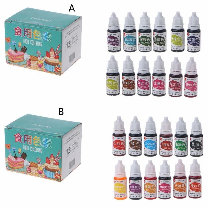 

12 Color Liquid Dye Free Food Coloring for Cake Decorating Baking Airbrush